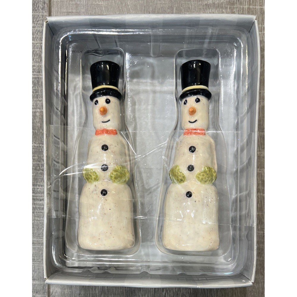 Dept 56 Ceramic Snowmen Salt & Pepper‎ Shakers EUC Tall Skinny Snowman Holiday